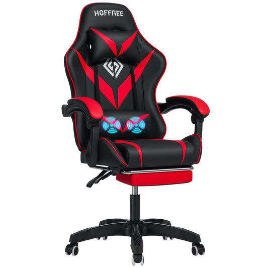 Gamingstoel – Bureaustoel – Gamechair – Zitzak – Relaxstoel – Met Massagefunctie en Voetensteun – Ergonomisch Ontwerp – Verstelbare Rugleuning 135°