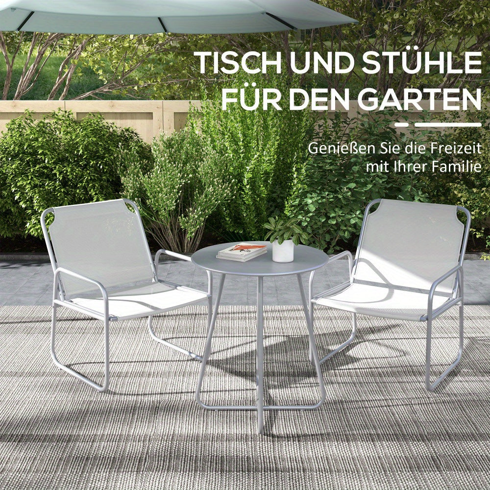 Balkonset – Bistroset – Tuinset – Buitenmeubelset – Zitgroep – Lichtgrijs – Gecoat Staal – Compact Formaat