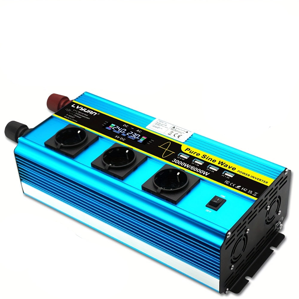 Spanningsomvormer – Omvormer – Inverter – Converter – Adapter – 3000W Continu Vermogen – Pure Sinusgolf Met LCD Display & Draadloze Afstandsbediening