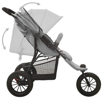 Kinderwagen – Wandelwagen – Buggy – Babywagen – Kinderbuggy – Lichtgrijs – Eénhandig Inklapbaar – Verstelbare Rugleuning