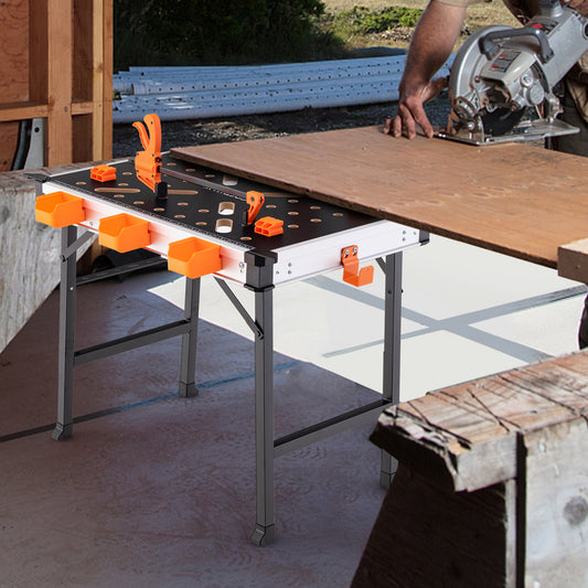 Inklapbare Werkbank – Draagbare Werktafel – Klusbank – Inklapbare Tafel – Werkbank Met Klemmen – Lichtgewicht En Compact – 2 Snelklemmen En 4 Clamp Dogs