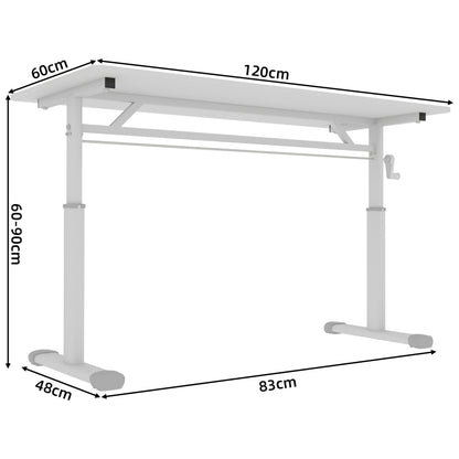 Verstelbaar Bureau – Studiebureau – Werkplek Bureau – Thuiswerk Bureau – Compact Bureau – Handmatige Hoogteverstelling – Stevig A-Frame Ontwerp – Houtkleur Variant