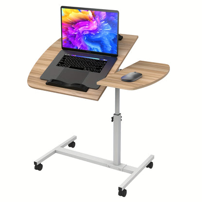 Laptoptafel – Bedtafel – Schootbureau – Werktafel – Bijzettafel – Verstelbaar tot 96,5 cm – Mobiel met Vergrendelbare Wieltjes