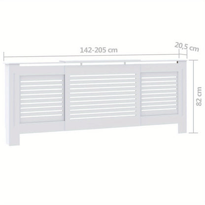 Radiatorombouw – Radiatorbekleding – Verwarmingafdekking – Radiatorpaneel – Radiatorkast – Wit MDF – 205 cm Lengte – Slatted Design Voor Optimale Warmtecirculatie