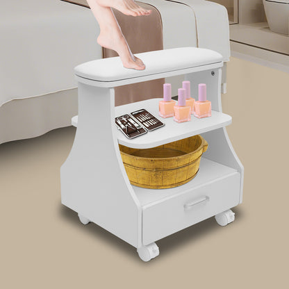 Pedicurekruk – Voetbadkruk – Pedicurestoel – Salonkruk – Spa Kruk – Robuuste Constructie – Breed Zittingoppervlak – Gemakkelijk Schoon Te Maken – Wit Modern Design