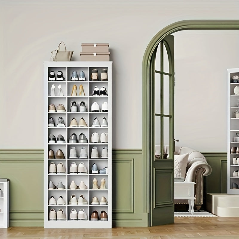 Schoenenkast – Schoenenrek – Schoenensysteem – Schoenopberger – Schoenenkast Wit – Vrijstaand – 30 Vakjes – Verstelbare Planken – Compact – Duurzaam Spaanplaat