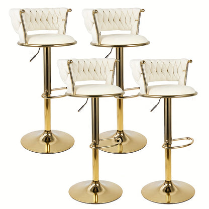 Barstoel – Barkruk – Barstoel Kruk – Keukenstoel – Barkrukken Set Van 2 – Dutch Velvet Bekleding – Verstelbare Hoogte En 360° Draaibaar – Gouden Metalen Frame