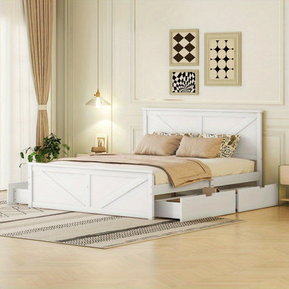 = WX000406AAA1 160X200 Simple Wooden Spray Bed with Four Drawers White