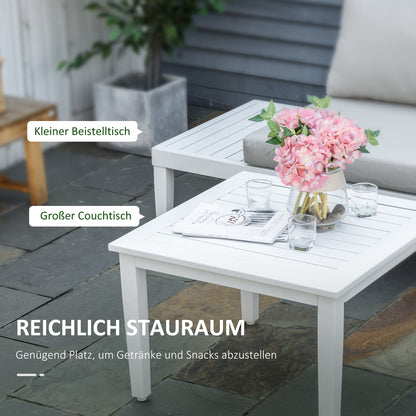 3-delige Loungeset – Tuinmeubelset – Balkonset – L-vormige Bank – Loungesofa – Lichtgewicht Aluminium – Weerbestendig & Comfortabel Kussen – Creme Wit