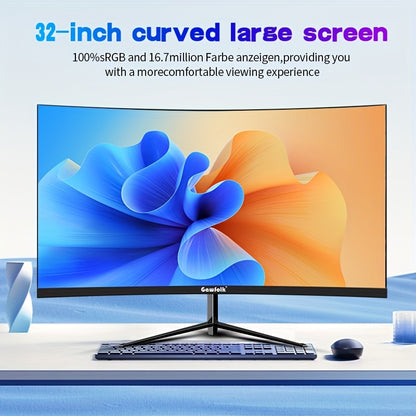 Gawfolk Curved Monitor 32 Inch 75Hz, 2800R Gaming PC Monitor QHD (2560 x 1440P), Frameless Computer Screen supports VESA, Gaming Display, Sleek Monitor, Frameless Design, Premium Build, Highquality Panel, High Refresh Rate, Q