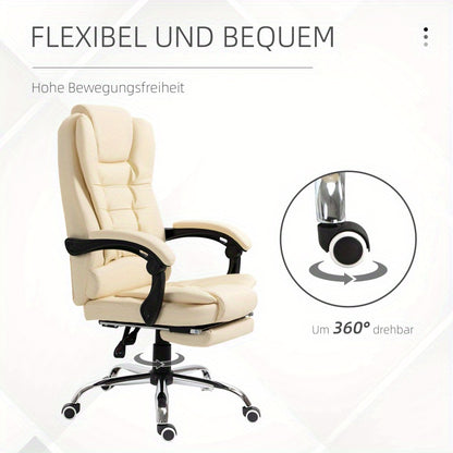 Bureaustoel – Office Chair – Ergonomische Stoel – Draaistoel – Desk Chair – Verstelbare Hoogte – Kantelfunctie – Comfortabele Armleuningen – Crèmekleur