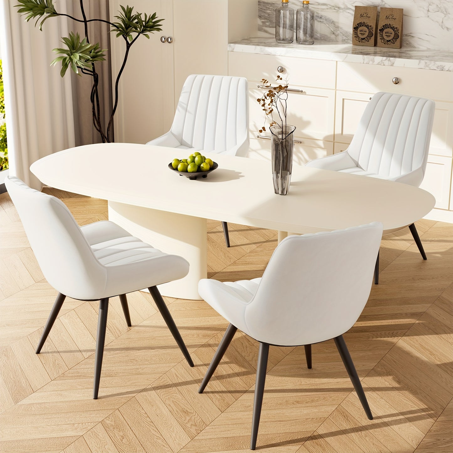 Eetkamerstoel – Lounge Stoel – Fauteuil – Bureaustoel – Thuisstoel – Ergonomisch Design – Kunstleer Zitting – Set Van 2 – Modern Stijl – Makkelijk Te Monteren