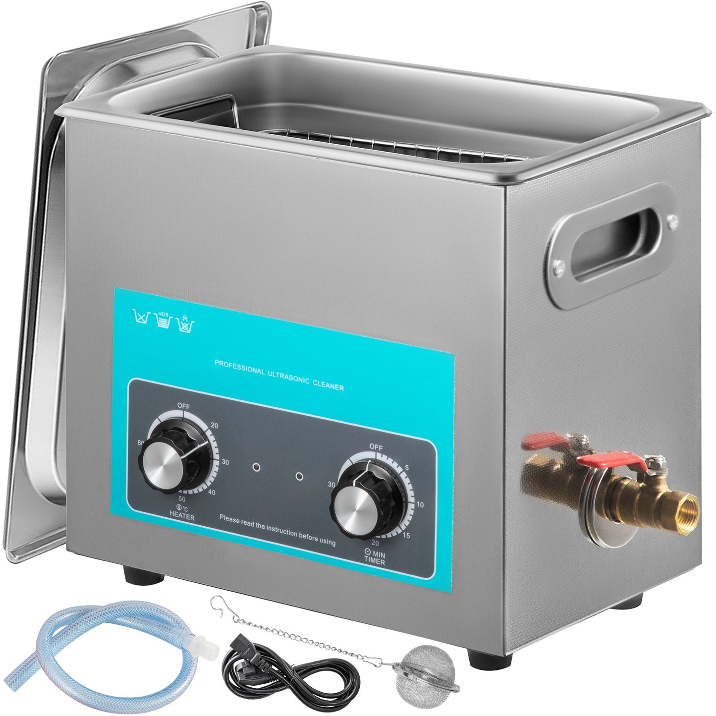 Ultrasone Reinigingsmachine – Ultrasoon Reiniger – Sieradenreiniger – Tafelmodel Reiniger – Roestvrijstalen Tank – 6,5 Liter Inhoud – Verstelbare Verwarming 20-80°C