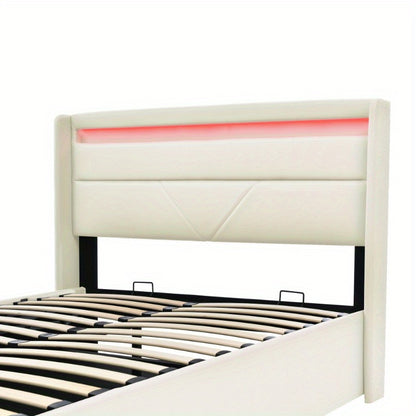 Hydraulisch Opbergbed – Bed Met Matras – Opklapbed – Stalen Bedframe – Tweepersoonsbed 160x200 cm – Klassiek Wit – Ruimtebesparend – Stevige Constructie