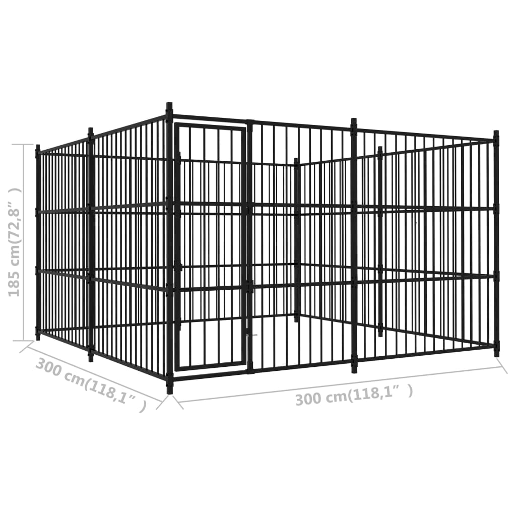 Hondenren – Hondenhok – Hondenkooi – Hondenbench – Hondenverblijf – 450 x 450 x 185 cm – Gepoedercoat Staal – Veilig Deurslot