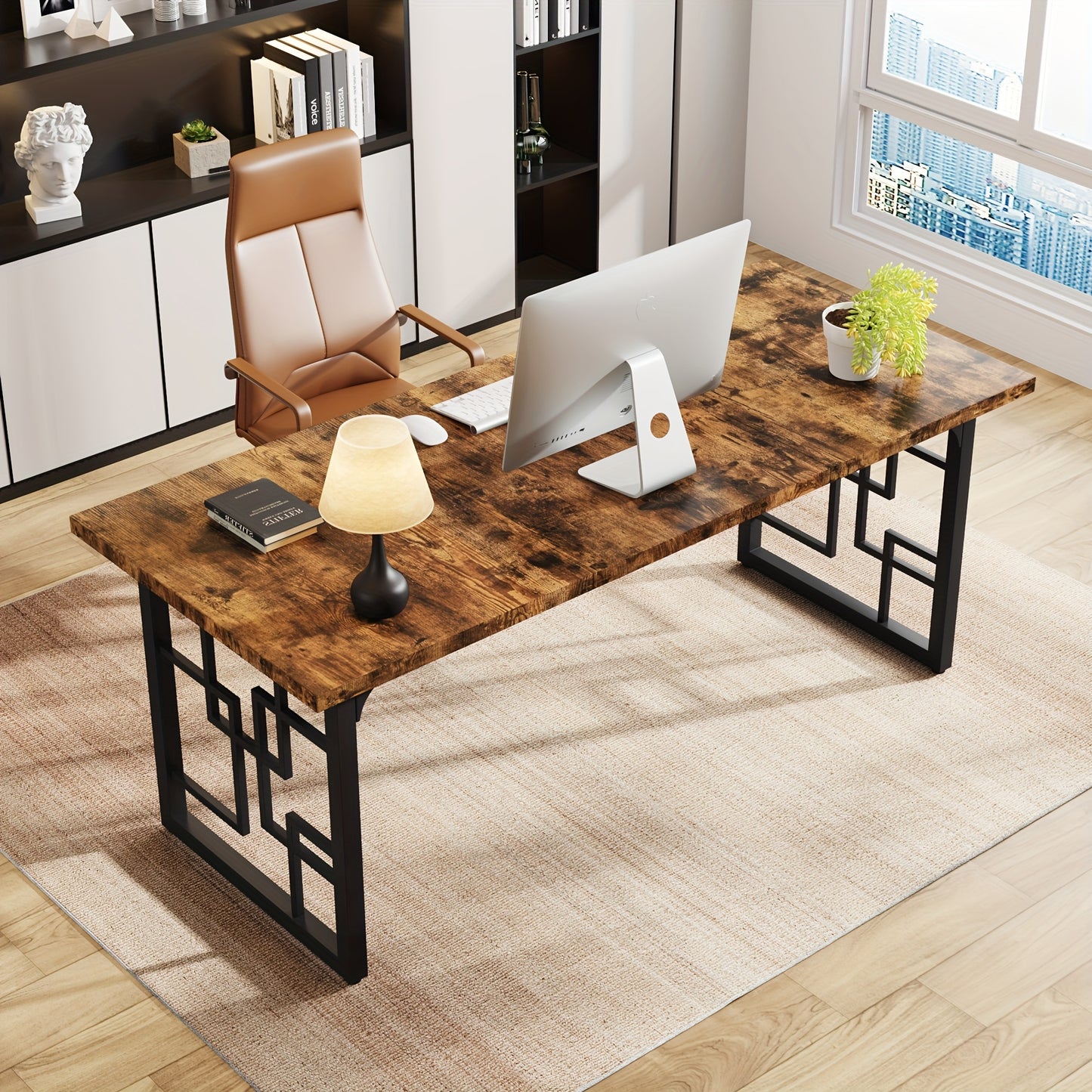 Eettafel – Tafel – Keukentafel – Eetkamertafel – Landelijke tafel – Rustiek Bruin Hout – Industrieel Zwart Metalen Frame – 160 cm Rechthoekig – Geschikt voor 4-6 Personen