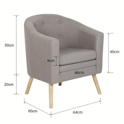 Fauteuil – Accentstoel – Eenpersoonsbank – Leunstoel – Relaxfauteuil – Linnen Bekleding – Comfortabele Katoenen Vulling – Beukenhouten Frame – Compact 64x60x70 cm