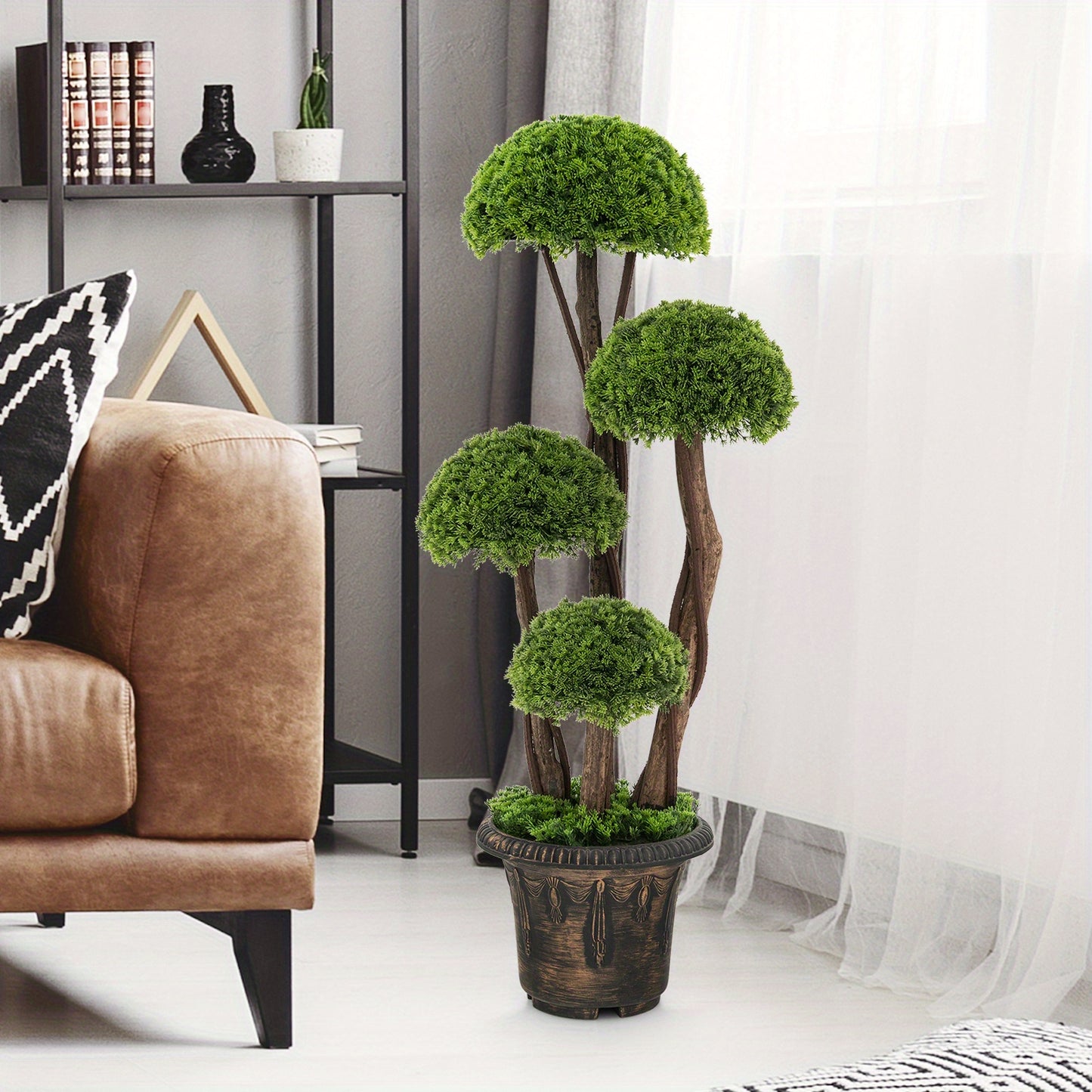 Kunstcipres – Kunstplant – Nepboom – Kunstboom – Kunstcipresboom – 90 cm Hoog – Onderhoudsvrij – Weerbestendig – Cementpot