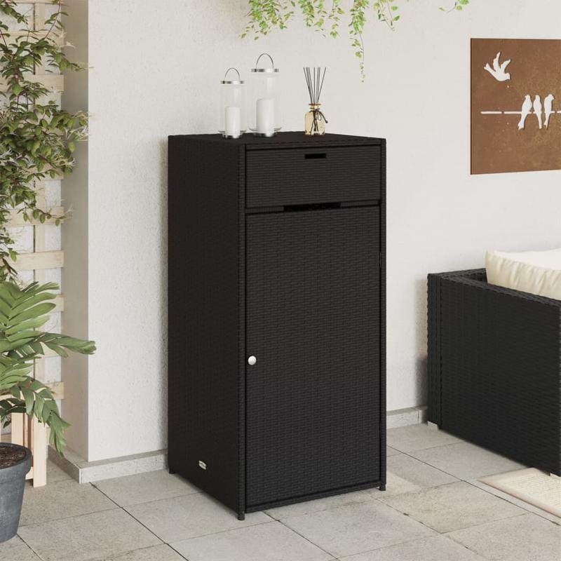 Tuinkast 55x55x111cm poly rattan zwart, Box,Cabinet,Rack for Storage, Garage Organization, Porch Storage, Sleek Storage Solution, Spacesaving Rack, Durable Plastic, Sturdy Construction, Utility Rack, Multipurpose Container, D