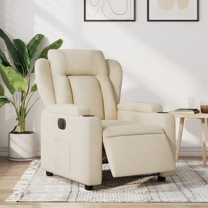 Elektrische Relaxstoel – Fauteuil – Loungestoel – Verstelbare Stoel – Zetel – Elektrisch Verstelbaar Tot 135 Graden – Zachte Ademend Stof Crèmekleur