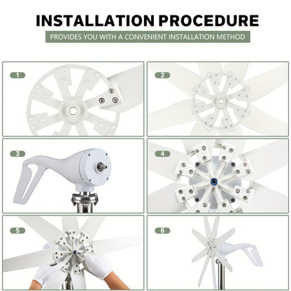 Horizontale Windturbine – 1000W Windgenerator – 48V - Thuisenergie – Kleinzakelijk – Laag Opstartwind – Robuuste Metalen Constructie - QUORE
