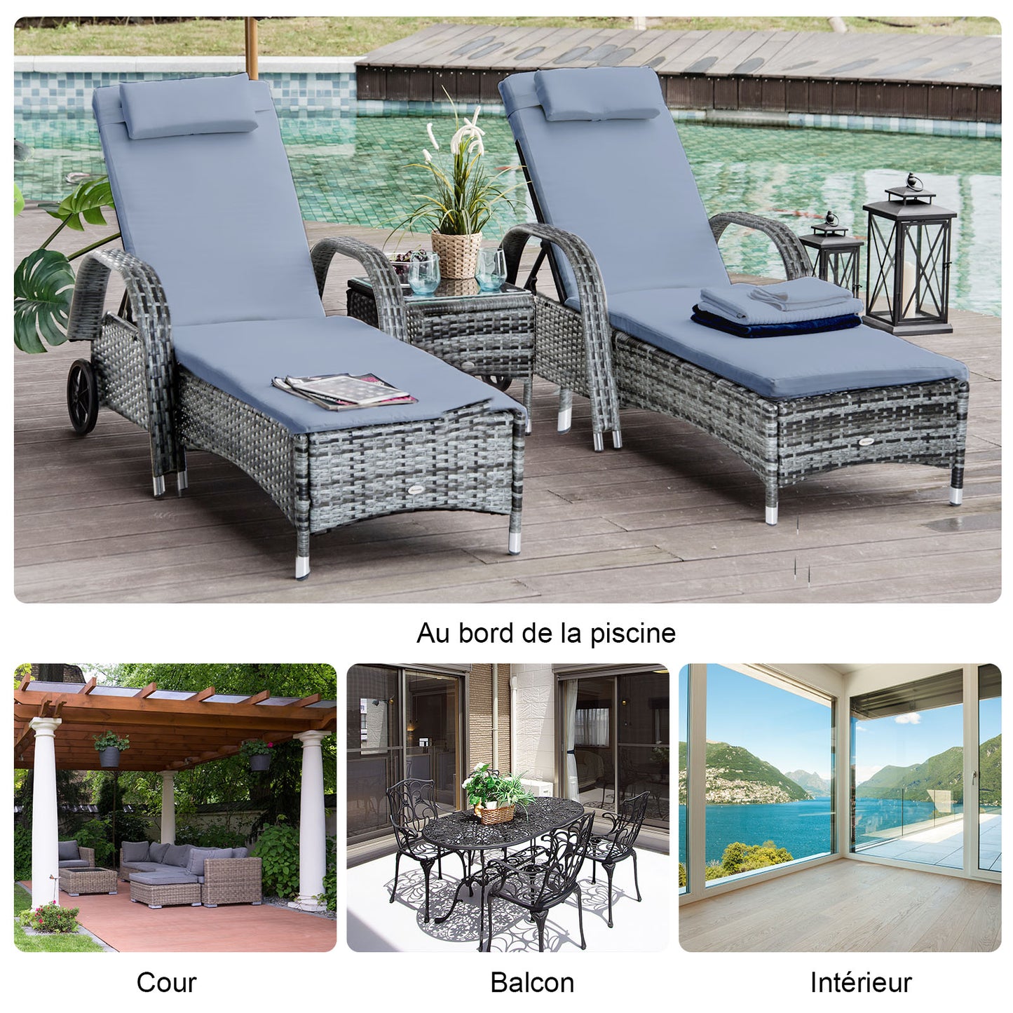 Tuinset Ligbedden – Zonnebedden – Loungestoelen – Ligstoelen – Ligbanken – Verstelbare Rugleuning – UV-bestendig Resin