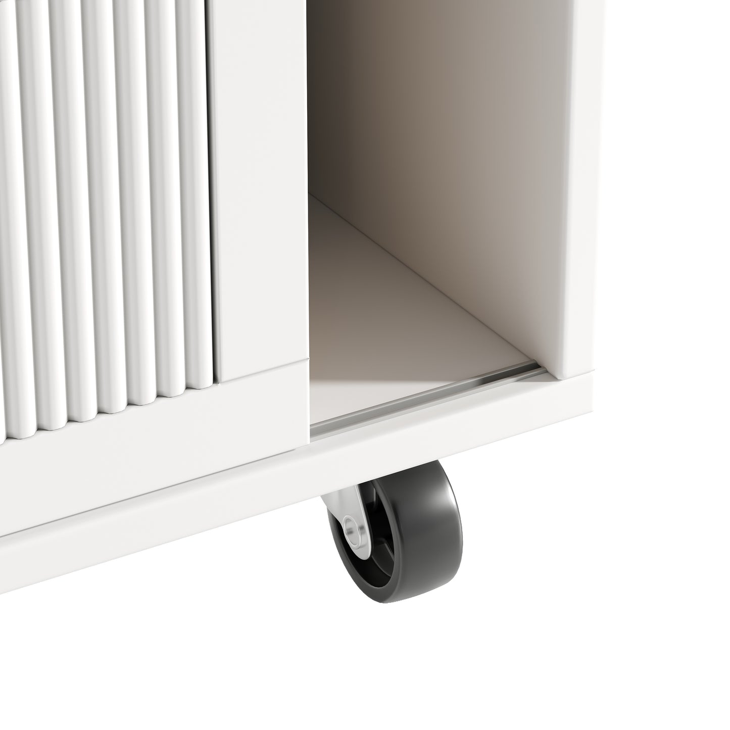 Keukenkar – Keukenwagen – Keukentrolley – Keukenmeubel – Keukenbuffet – Uitklapbaar Werkblad – Rattan Deuren Wit 146,85×42/70×90 cm