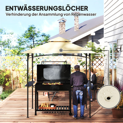 Tuingazebo – Tuinhuisje – Buitenoverkapping – Serre – Prieel – Met LED-Verlichting – Waterafstotend En Brandvertragend – 240 x 150 x 258 cm – Dubbel-Laags Dak