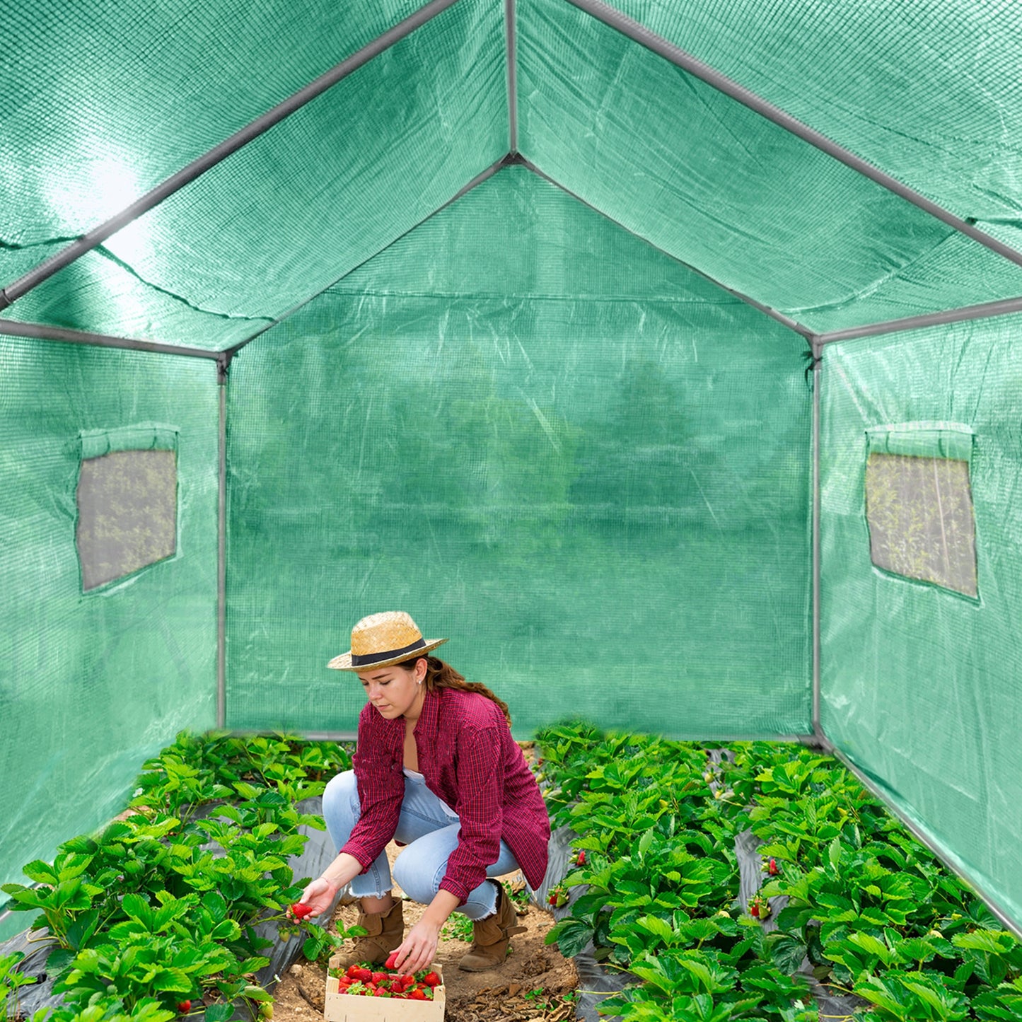 Tuinkas – Kweekkas – Kas – Groeikas – Moestuin Kas – 4,5 x 2 x 2 m – Verzinkt Stalen Frame – Mesh-Bestendige HDPE Cover