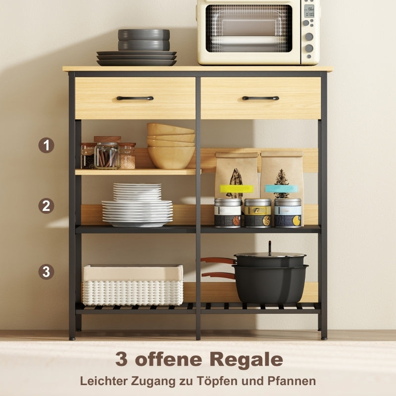 Sideboard – Dressoir – Opbergkast – Buffetkast – Keukenkast – Industrieel Design – Robuust Stalen Frame – 90x40x91 cm – Natuurlijke Houtlook