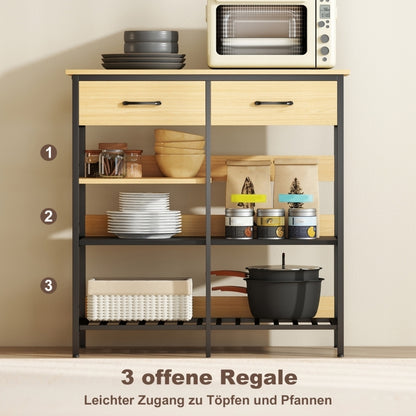 Sideboard – Dressoir – Opbergkast – Buffetkast – Keukenkast – Industrieel Design – Robuust Stalen Frame – 90x40x91 cm – Natuurlijke Houtlook