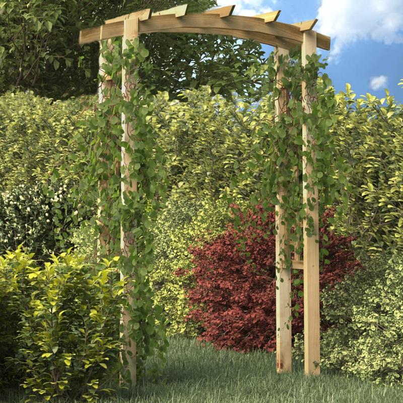 Houten Tuinboog – Tuinboog – Klimsteiger – Klimframe – Boogdoorgang – Bruin – 150 x 60 x 210 cm – Groen Geïmpregneerd Grenenhout