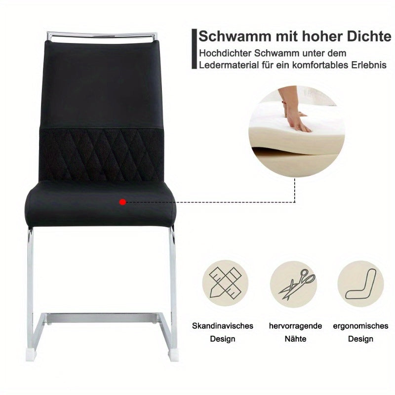 Eetkamerstoelen – Stoelen – Zitmeubilair – Side Chairs – Dining Chairs – Hoog Rugleuning – Metaal Frame – Rood & Zwart – Ergonomisch Padded Design