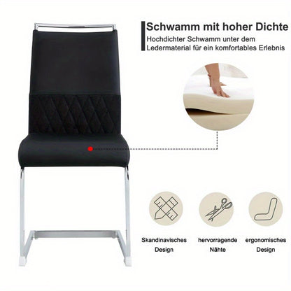 Eetkamerstoelen – Stoelen – Zitmeubilair – Side Chairs – Dining Chairs – Hoog Rugleuning – Metaal Frame – Rood & Zwart – Ergonomisch Padded Design