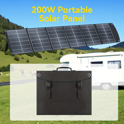 Draagbaar Zonnepaneel – Opvouwbaar Solar Charger – Mobiele Solar Generator – Outdoor Zonnepaneel – Camping Zonnepaneel – 200W Vermogen – USB-C PD3.0 & USB-A QC3.0 – Lichtgewicht Met Kickstand