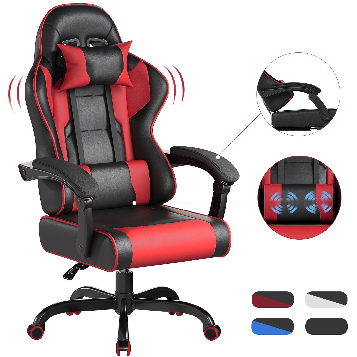 Gamingstoel – Bureaustoel – Gamestoel – Ergonomische Stoel – Zwarte Stoel – Verstelbare Rugleuning tot 90° – 150 kg Draagvermogen
