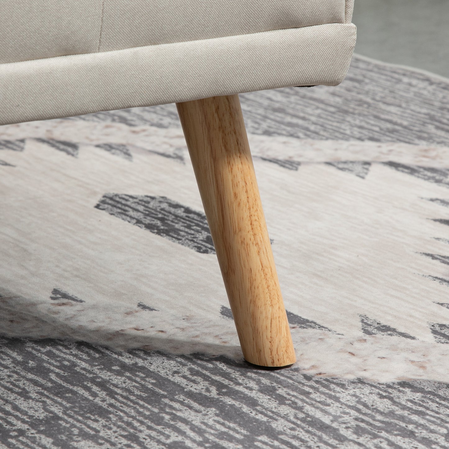 3-zits Slaapbank – Bedbank – Sleeper Sofa – Slaapbankje – Slaapzetel – Scandinavisch Design – Verstelbare Rugleuning in 3 Standen – Stevig Massief Populierenhout – Beige Linnen Bekleding