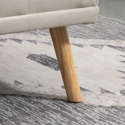 3-zits Slaapbank – Bedbank – Sleeper Sofa – Slaapbankje – Slaapzetel – Scandinavisch Design – Verstelbare Rugleuning in 3 Standen – Stevig Massief Populierenhout – Beige Linnen Bekleding