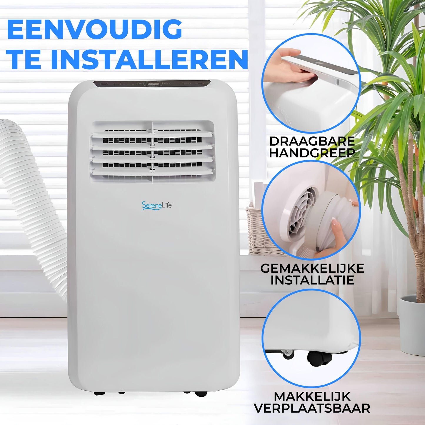 Mobiele airco – Draagbare airconditioner – Verkoeler – Ontvochtiger – Ventilator – 12.000 BTU – Stil en Compact ontwerp