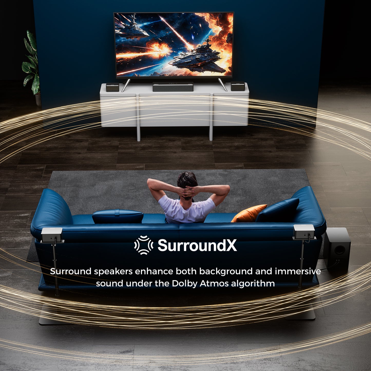 7.1 Surround Sound Systeem – Draadloze Subwoofer – Soundbar – Surround Geluidssysteem – Home Theater Audio – Dolby Atmos Technologie – 6,5 Inch Subwoofer Met 12 Instelbare Bassniveaus