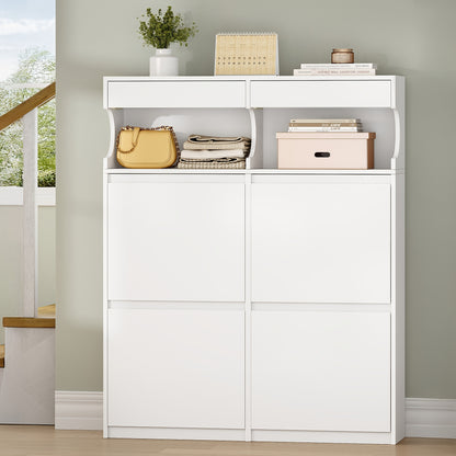 Schoenenkast – Schoenenrek – Schoenenopberger – Schoenenbank – Kast – Voor 20 Paar Schoenen – Verstelbare Indeling – Smal 100 cm Wit