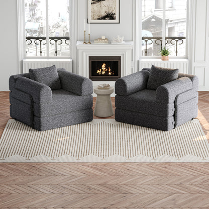 Loveseat – 2-zitsbank – Fauteuil – Slaapbank – Bankje – Chenille Stof – Opbergruimte Armleuning – 3 Stalen Frames – Verstelbare Slaapfunctie – Grijs