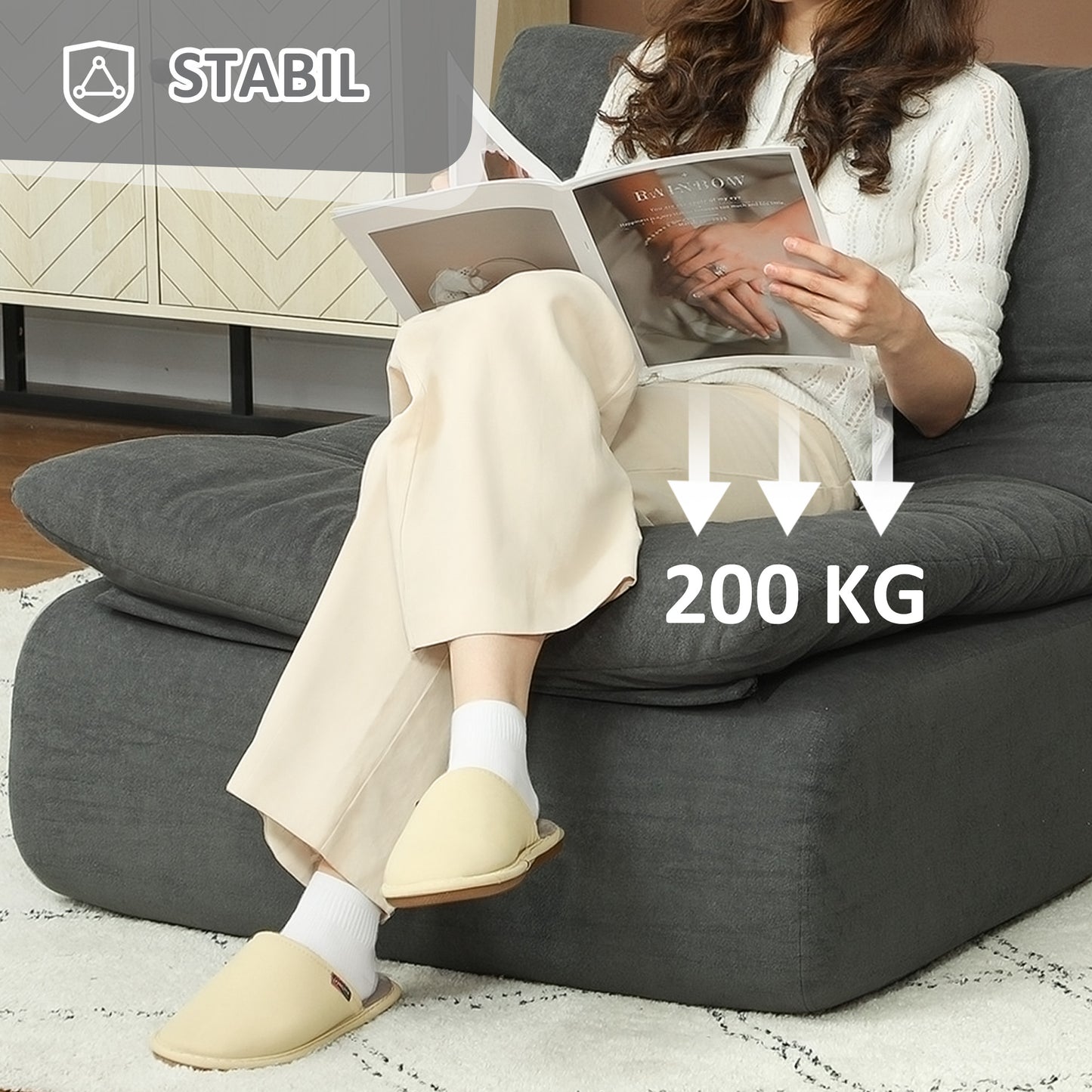 Schuim Loungestoel – Vloerstoel – Relaxzetel – Loungechair – Zitzak – Lichtgewicht & Hoogwaardige Schuimvulling – Elektriciteitvrij & Compact Grijs