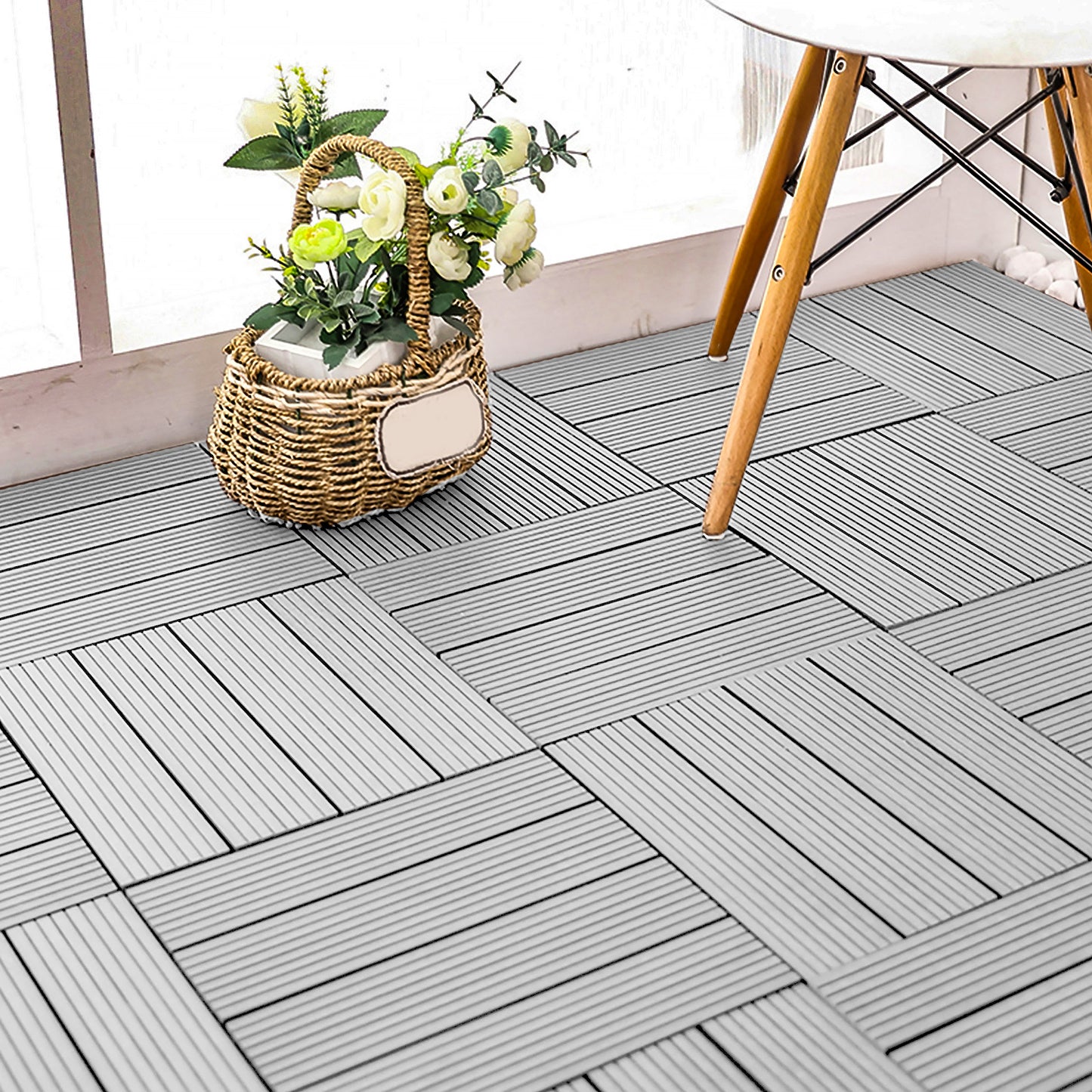 Terrastegels – Kliktegels – Balkonvloer – Patio Tegels – Buitenvloer – Lichtbruin – Duurzaam Vinyl – Eenvoudige Installatie