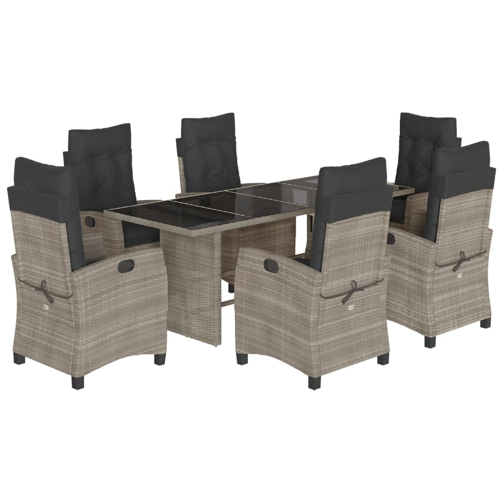 Loungebank – Tuinbank – Loungeset – Buitenbank – Tuinmeubel – PE-Rattan – Verstelbare Rugleuning – Lichtgrijs