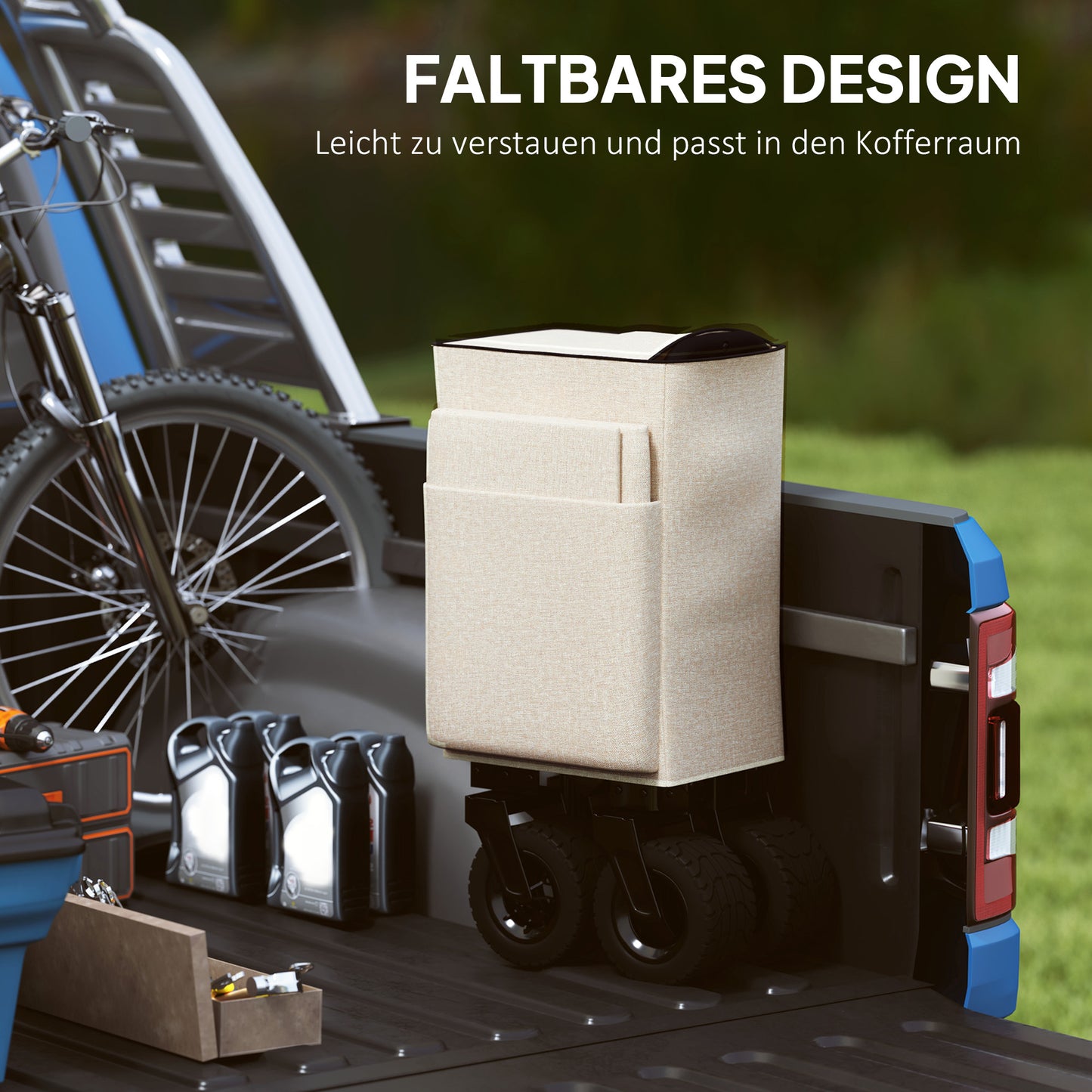 Opvouwbare Tuinkar – Bolderkar – Buitenwagen – Transportkar – Opbergwagen – Beige – 100 kg Draagvermogen – Waterafstotend Oxford Stof