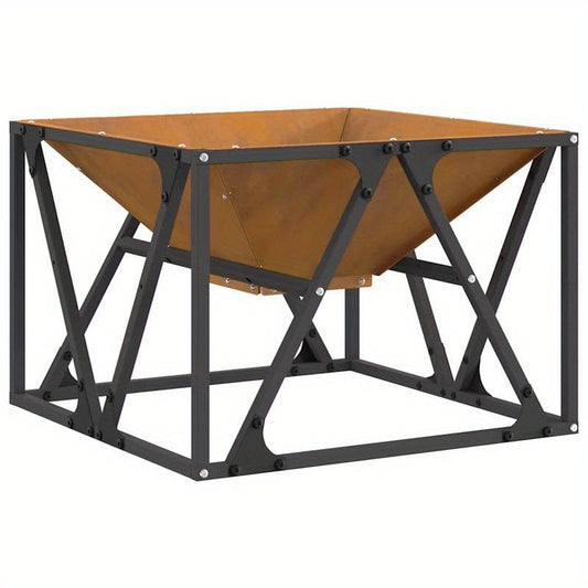 Outdoor Houtkachel – Buitenkachel – Vuurkorf – Feuerschale – Tuinhaard – Cortenstaal – Vierkant 50x50x35 cm – Duurzaam & Weerbestendig