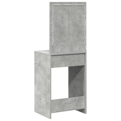 Kaptafel – Make-uptafel – Schminktisch – Toilettafel – Dressing Table – Lichtgrijs Houten Design – Ingebouwde Spiegel en Lade – Compact 50x41x135 cm – Europees Minimalistisch