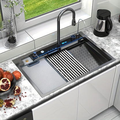 Roestvrijstalen Keukenspoelbak – Spoelbak RVS – Inbouw Spoelbak – Keukenbak – Barspoelbak – Donkergrijs 68x45x22 cm – Grote Capaciteit – Snelle Afvoer