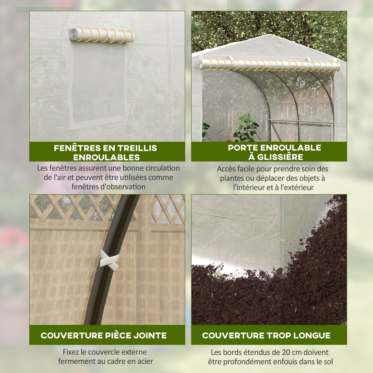 Tuinkas Tunnel – Kassen – Serre – Groententent – Plantentent – 3,5 x 3 x 2 m – Gegalvaniseerd Stalen Frame – Waterdicht UV-bestendig PE Zeil Wit